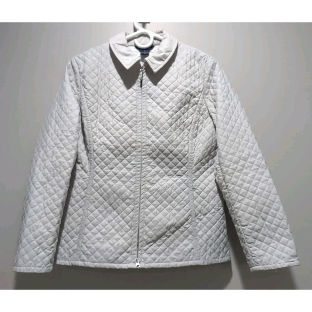 Brooks Brothers Women Cream Quilt Collar Zip Long sleeve Jacket Size 8